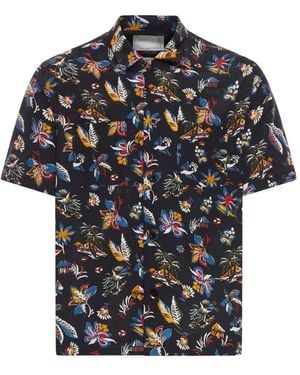 Sacai Floral Print Short-Sleeve Shirt - Black