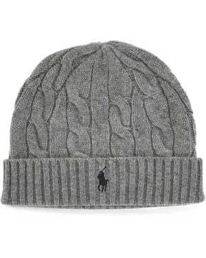 Polo Ralph Lauren Cable-Knit Wool-Cashmere Beanie - Gray
