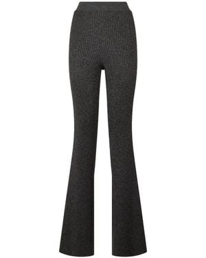 Alberta Ferretti Ribbed-Knit Flared Pants - Black