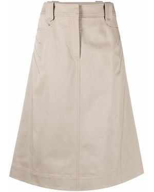 Alberta Ferretti Four-Pocket Cotton A-Line Skirt - Natural