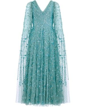 Needle & Thread Avondjurk Verfraaid Met Pailletten - Blauw