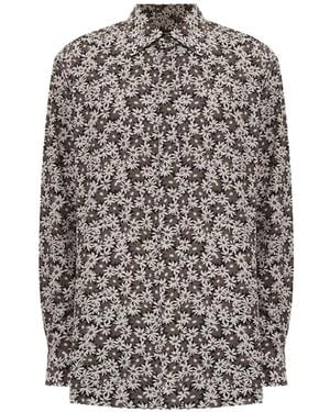 Tom Ford Floral-Print Cotton Shirt - Grey