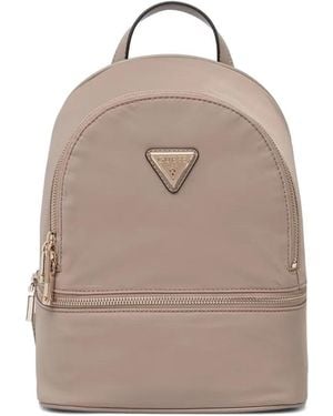 Guess Logo-Plaque Zip-Around Backpack - Natural