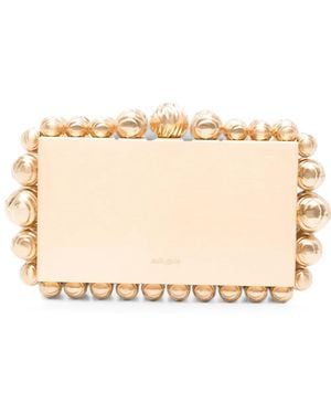 Cult Gaia Bead-Embellished Box Clutch Bag - Natural