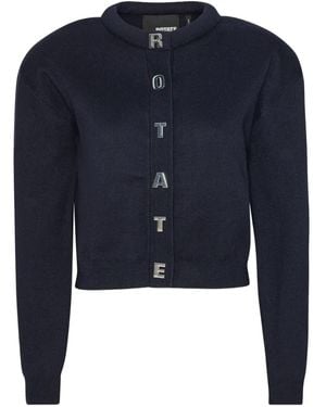 ROTATE BIRGER CHRISTENSEN Letter Cardigan Aus Festem Strick - Blau