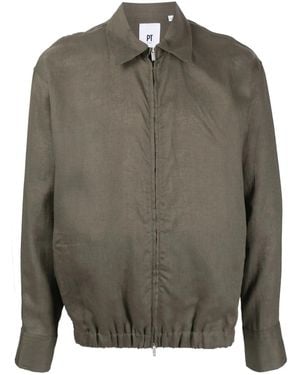 PT Torino ジップアップ リネンシャツジャケット - グレー