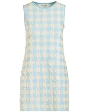 Oscar de la Renta Sleeveless Crew-Neck Mini Dress - Blue