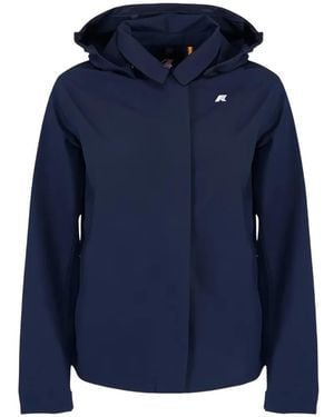 K-Way Bleizou Hooded Logo-Print Jacket - Blue