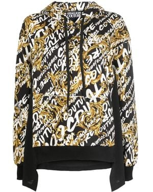 Versace Jeans Couture Garland Logo-Print Panelled Hoodie - Black