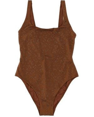 Mc2 Saint Barth Lora Badeanzug Mit Strass-Leoparden - Braun