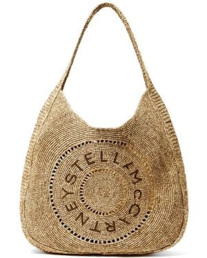 Stella McCartney Sac Cabas En Raphia À Logo Perforé - White