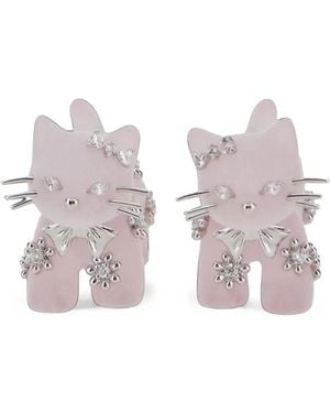 YVMIN Kristallverzierte Ohrringe Mit Katzenmotiv - Pink