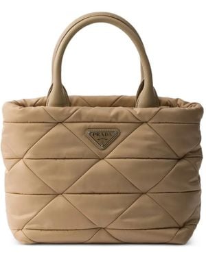 Prada Kleine Gepolsterte Tasche Aus Re-Nylon - Natur