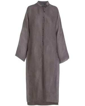 Cortana Poline Long-Line Shirt - Gray