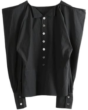 Comme des Garçons Chemise À Col Brodé De Fleurs - Black