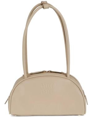 Miu Miu Bolso De Hombro Con Logo En Relieve - Blanco