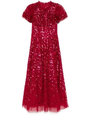 Needle & Thread Robe Longue À Pois - Rouge