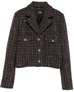 Maje Blazer de tweed con detalle de lentejuelas - Negro