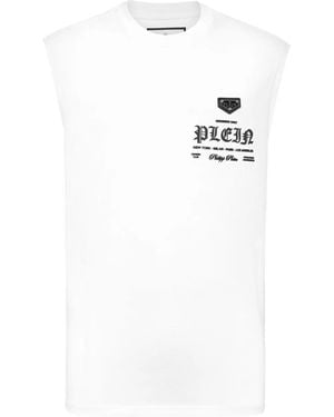 Philipp Plein Logo-Appliqué Top - White