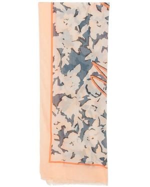 Marc O' Polo Floral-Print Frayed Scarf - White