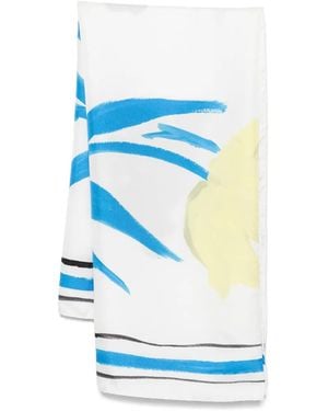 Marni Floral Striped Scarf - Blue
