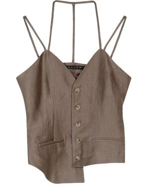 Malloni Button Asymmetric Gilet - Brown
