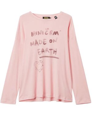 Mini Cream Lettering-Print T-Shirt - Pink