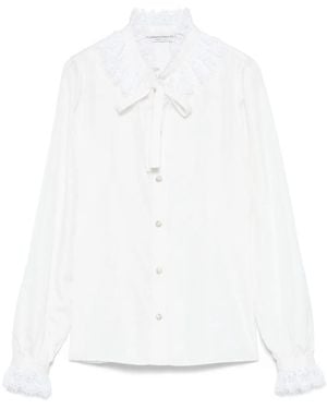 Alessandra Rich Zijden Popeline Blouse - Wit