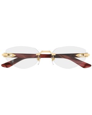 Cartier Geometric-Frame Glasses - Metallic