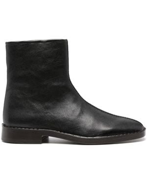 Lemaire Piped Leather Ankle Boots - Black