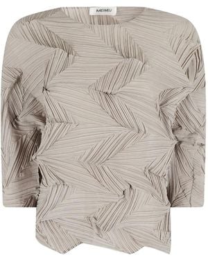 MEIMEIJ Plissé Chevron-Pattern Blouse - White