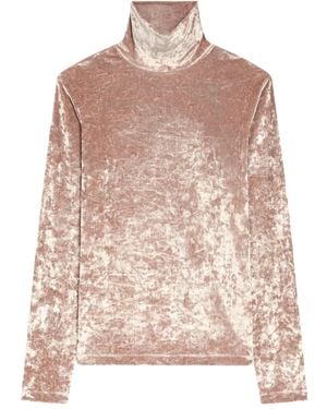 Dries Van Noten T-Shirt Aus Samt Mit Stehkragen - Pink