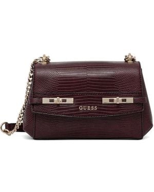 Guess Melinda Mini Lizard-Effect Crossbody Bag - Purple
