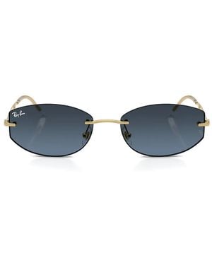 Ray-Ban Rimless Geometric-Frame Sunglasses - Blue