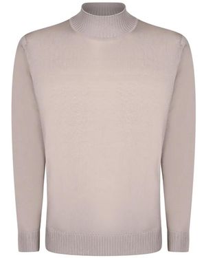 Dell'Oglio Ribbed-Trim Mock-Neck Jumper - Grey