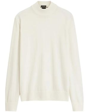 BOSS Pullover Mit Stehkragen Aus Extrafeiner Merinowolle - Weiß