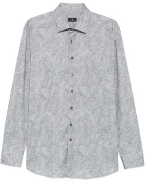 Etro Paisley-Print Long-Sleeve Shirt - Gray