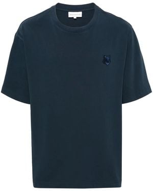 Maison Kitsuné Fox-Motif Cotton T-Shirt - Blue