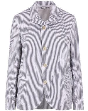 Comme des Garçons Striped Cotton Jacket - Purple
