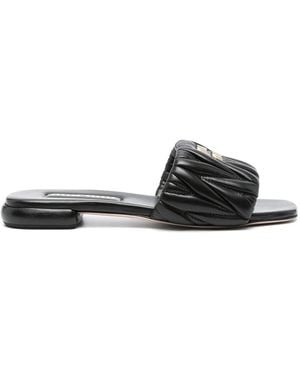 Miu Miu Matelassé Leren Sandalen - Zwart