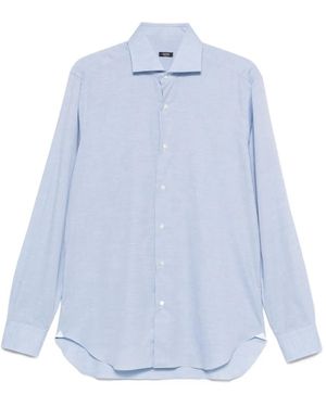 Barba Napoli マイクロチェック シャツ - ブルー
