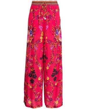 CAMILLA View From The Veil Floral-Print Silk Pants - Red