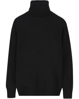 Vanisé Gerippter Rollkragenpullover - Schwarz