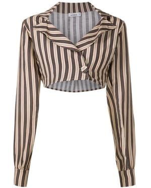 Amir Slama Striped Cropped Blouse - Black