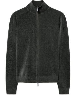 Rrd Velvet-Effect Zip-Up Jumper - Black