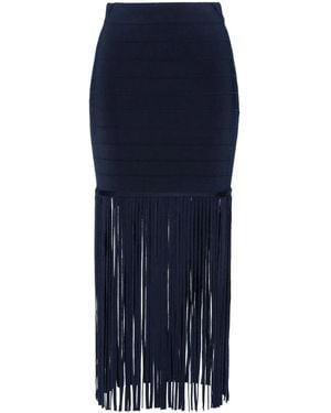 Twinset High-Waist Fringed Maxi Skirt - Blue