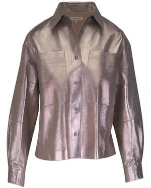 Lafayette 148 New York Chemise En Daim À Effet Métallisé - Marron