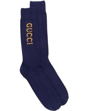 Gucci Intarsien-Socken Mit Logo - Blau