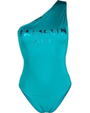 Balmain One-Shoulder-Badeanzug - Blau