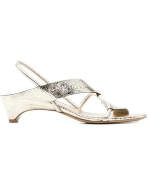 Roberto Del Carlo Cracked-Effect Slingback Sandals - White